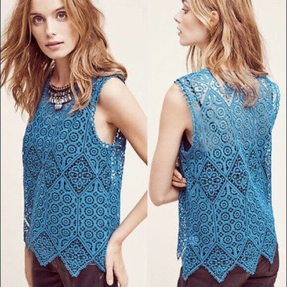 NEW Anthropologie Deletta Lacework Scalloped Lace Tank XS
